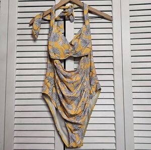 Cupshe • Floral One Piece Swim Suit With Cut Out Detail